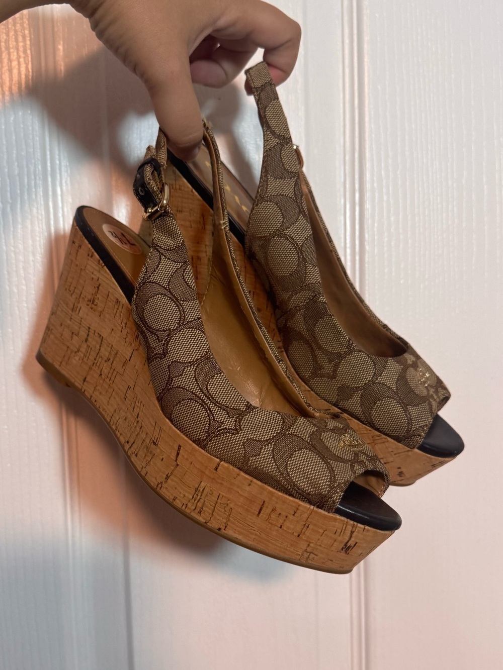 Coach wedges slingback signature heels size 7.5